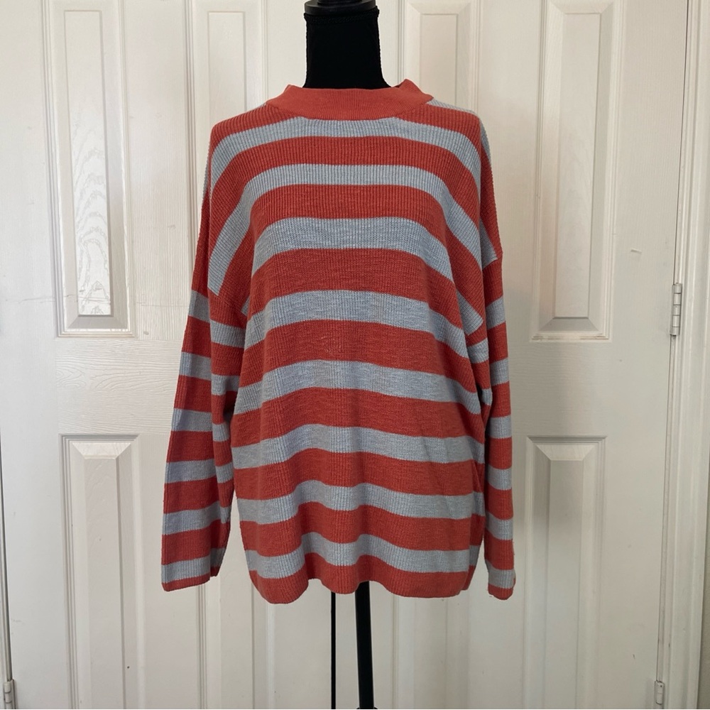 Free People Beach Malibu Sweater Striped Long Sleeve Size XS color Red Pear